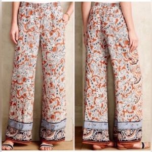 Hei Hei by Anthropologie Printed Wide Leg Flowy Pull on Pants